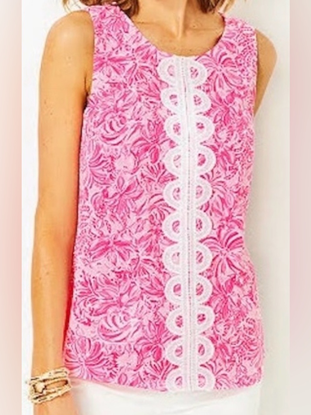 Lilly Pulitzer Fola pink blossom Foxy Llama sleeveless top size 16 NWT